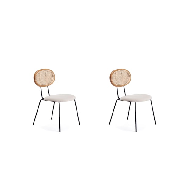 Manhattan Comfort Jardin Dining Chair in Nature Cane and Oatmeal Upholstered Seating, Set of 2 DCCA06-OM - main